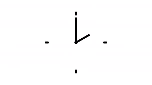 時針を回転させた時計のアニメーション 実行時間が表示されます 24時間を数える 動く矢で時計 白を背景にしたモーショングラフィックス — ストック動画