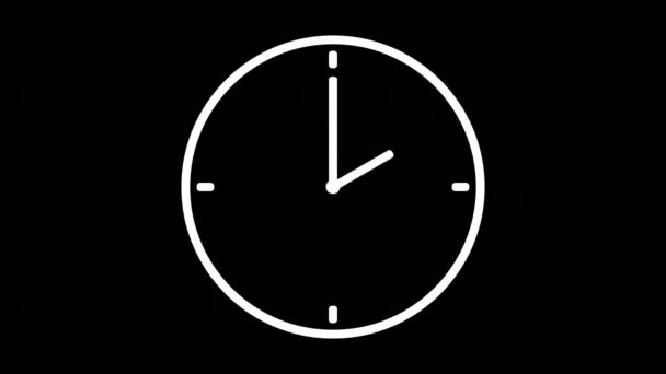 Animación Reloj Con Punteros Tiempo Giratorios Reloj Muestra Tiempo Ejecución — Vídeos de Stock