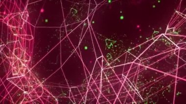 Noktaları ve çizgileri hareket ettiren soyut dijital bağlantı. İletişim teknolojisi dünya ağı. Veri işleme ve ağ bağlantılarının animasyonu. Arkaplan 4k