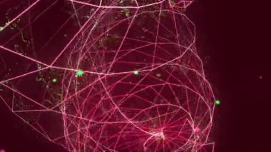 Noktaları ve çizgileri hareket ettiren soyut dijital bağlantı. İletişim teknolojisi dünya ağı. Veri işleme ve ağ bağlantılarının animasyonu. Arkaplan 4k