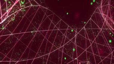 Noktaları ve çizgileri hareket ettiren soyut dijital bağlantı. İletişim teknolojisi dünya ağı. Veri işleme ve ağ bağlantılarının animasyonu. Arkaplan 4k