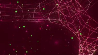 Noktaları ve çizgileri hareket ettiren soyut dijital bağlantı. İletişim teknolojisi dünya ağı. Veri işleme ve ağ bağlantılarının animasyonu. Arkaplan 4k
