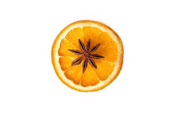 Torr Apelsin Söt Krydda Vit Bakgrund Citrusfrukter Närbild — Stockfoto