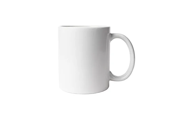 White mug on a white background. Mockup for design. Close-up. — Stok fotoğraf