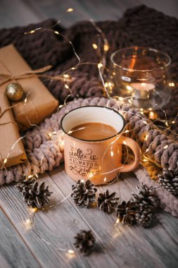 #Yeni yıl # noel # arka plan üstte # yeni yıl hediyeleri ve kahve # yiyecek