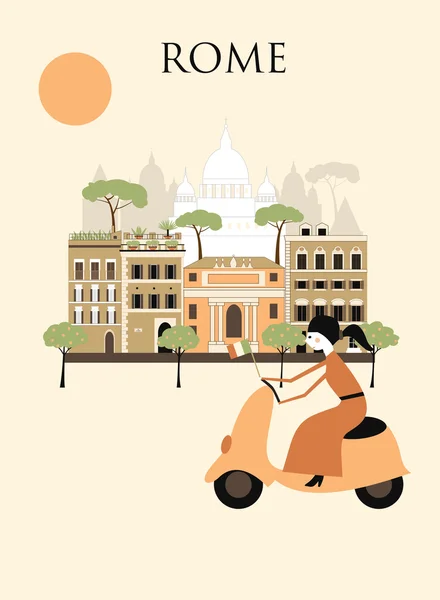 Woman in Rome. — Stock Vector