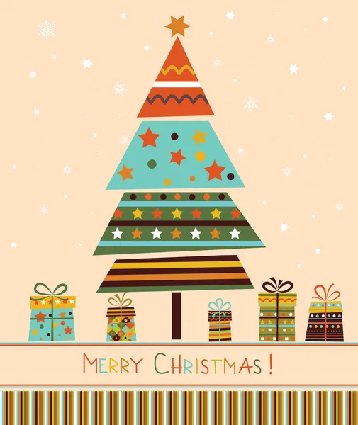 Árbol de Navidad con regalos. Vector — Vector de stock