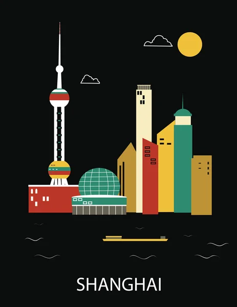 Shanghai, Kína. — Stock Vector