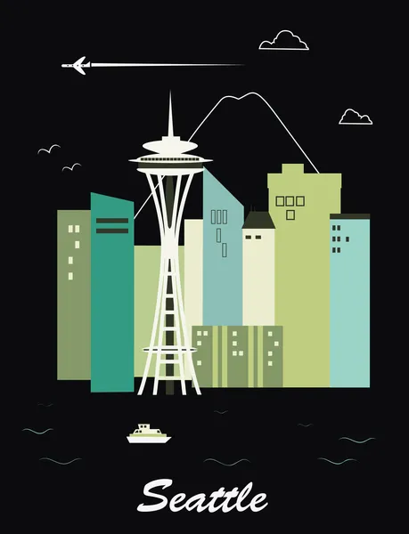 Seattle Washington.Vector — Archivo Imágenes Vectoriales