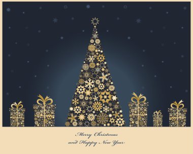 Noel hediye kutuları ile Noel ağacı