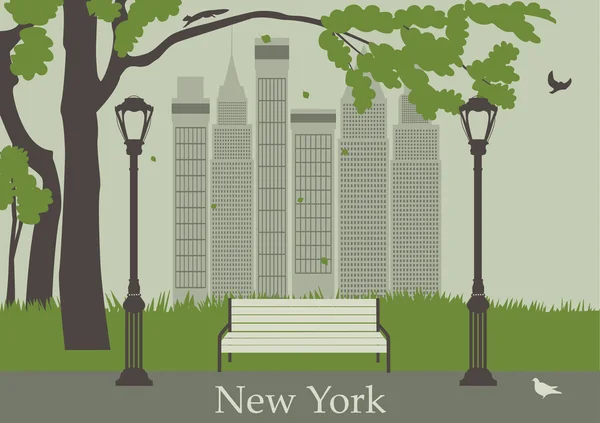 Central Park. Nueva York. Estados Unidos. — Vector de stock