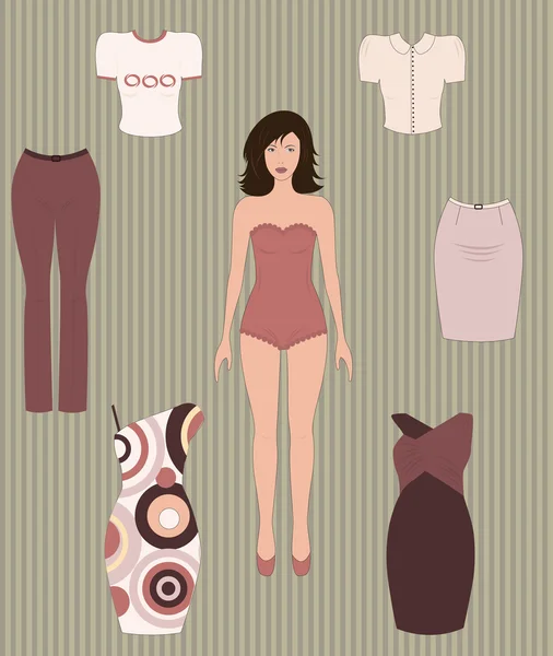 Dress up paper doll. — Stock Vector