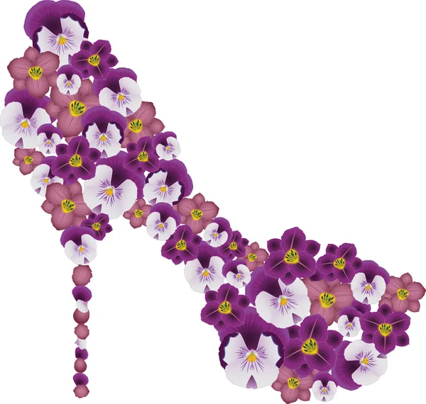 Sapatos decorados com flores — Vetor de Stock
