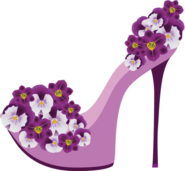 Sapatos de mulher decorados com flores — Vetor de Stock