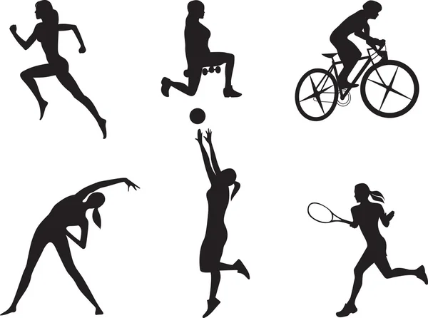 Mulheres em diferentes tipos de esporte . — Vetor de Stock