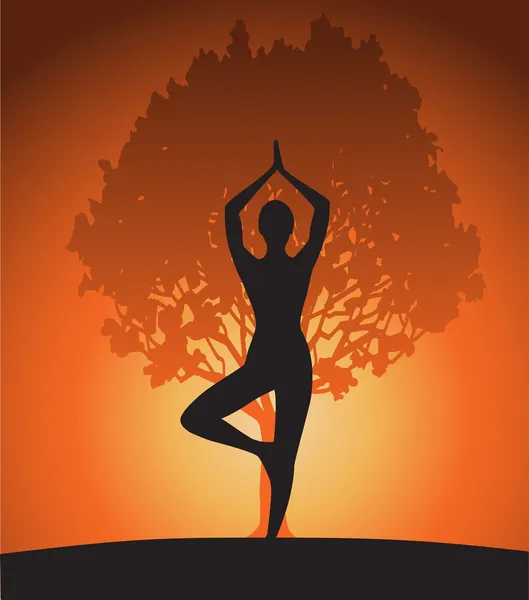 Yoga tree pose silhouette - Stock Vector , #Aff, #pose, #tree