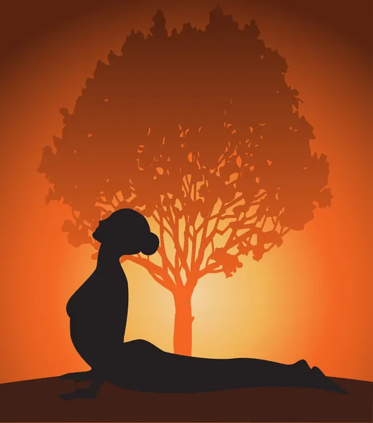 Yoga woman in cobra pose. — Stock Vector