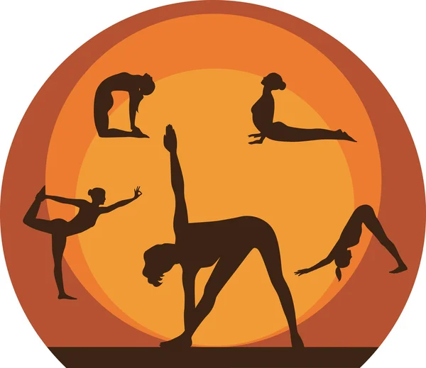Yoga women silhouette icons. — Stock Vector