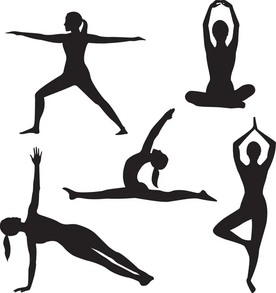 Colección silueta mujer Yoga — Vector de stock