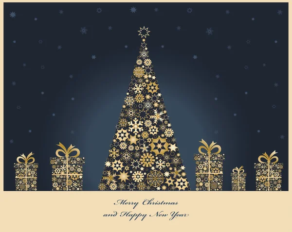 Árbol de Navidad con cristmas cajas de regalo — Archivo Imágenes Vectoriales