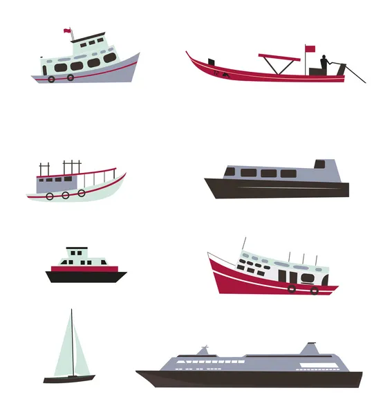 Conjunto de barcos —  Vetores de Stock