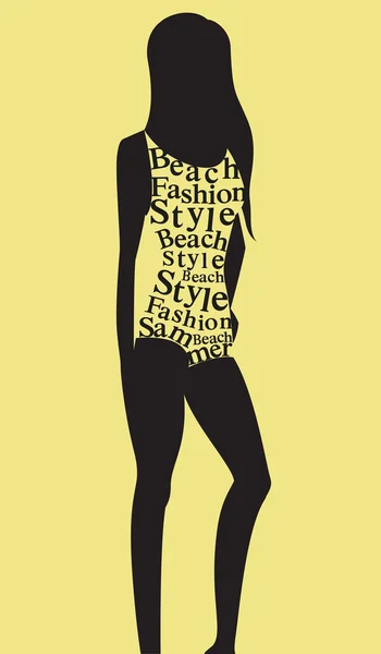 Fashion Woman in swimsuit from words. — Stock Vector