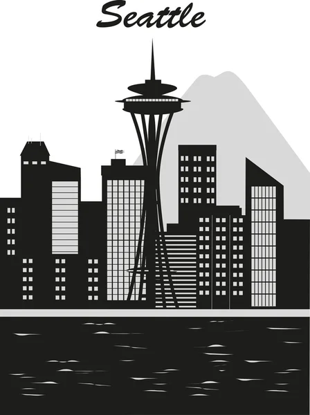 Seattle blanco y negro — Archivo Imágenes Vectoriales