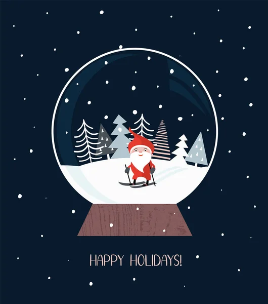 Świąteczna Kula Śnieżna Mikołajem — Wektor stockowy