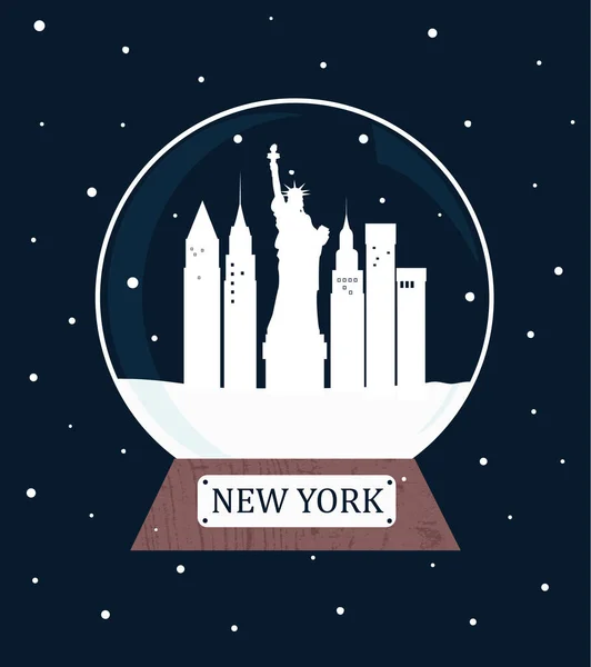 New York Stad Jul Glas Boll — Stock vektor