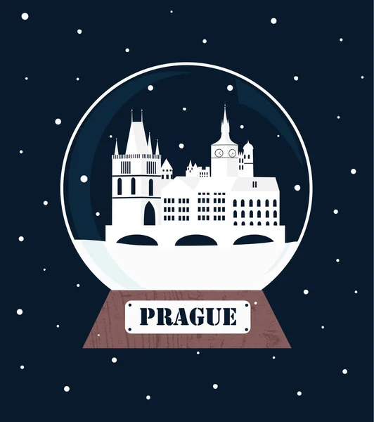 Prague City Christmas Glass Ball — Stock Vector