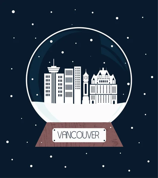 Vancouver City Christmas Glass Ball — Stock Vector