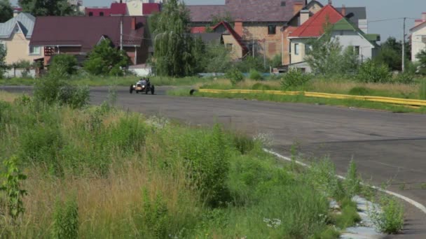 Vintage Ford Model A Speedster driving over countryside — Stock Video