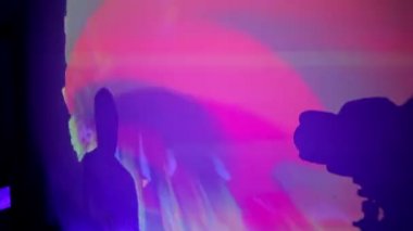 genç kadın dj siluet duvar gece kulübü partisi