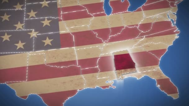 Алабама на карті США — стокове відео