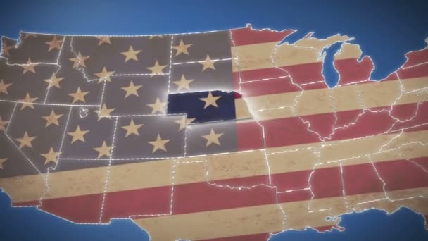 Nebraska auf usa karte — Stockvideo