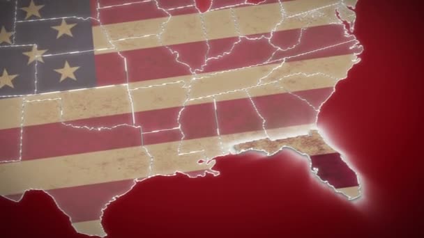 与佛罗里达州的美国地图 — 图库视频影像
