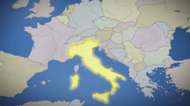 Itálie na mapě Evropy