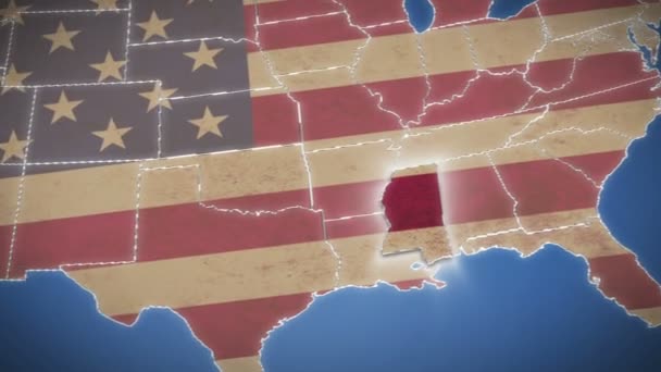 Mississippi en Estados Unidos mapa — Vídeo de stock