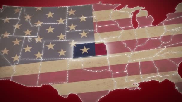 Kansas no mapa dos EUA — Vídeo de Stock