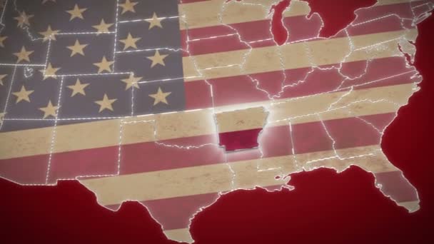 Arkansas on USA map — Stock Video