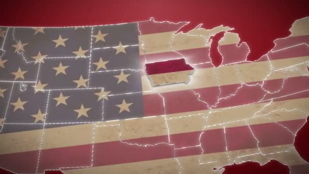 Iowa en el mapa de EEUU — Vídeo de stock