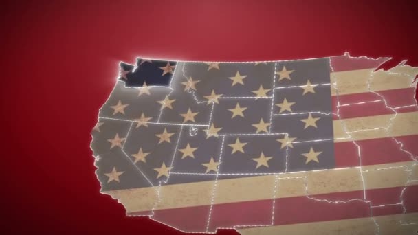 Washington sulla mappa degli Stati Uniti — Video Stock