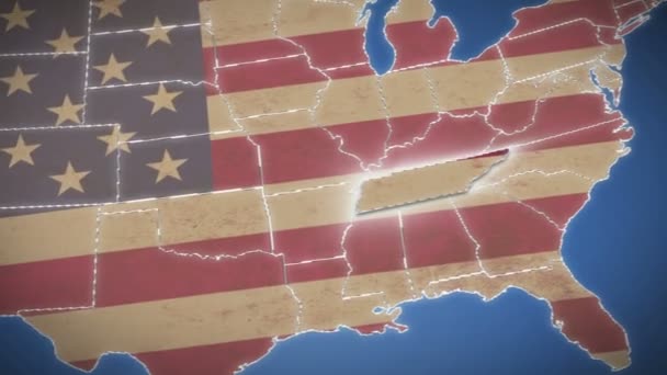 Tennessee na mapie usa — Wideo stockowe