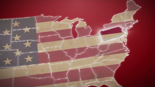 Pennsylvania sulla mappa di USA — Video Stock