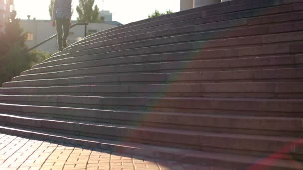 Sad man on stairs — Stock Video