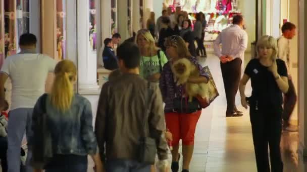 Menschen laufen in Einkaufszentrum — Stockvideo