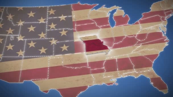 Missouri en Estados Unidos mapa — Vídeo de stock