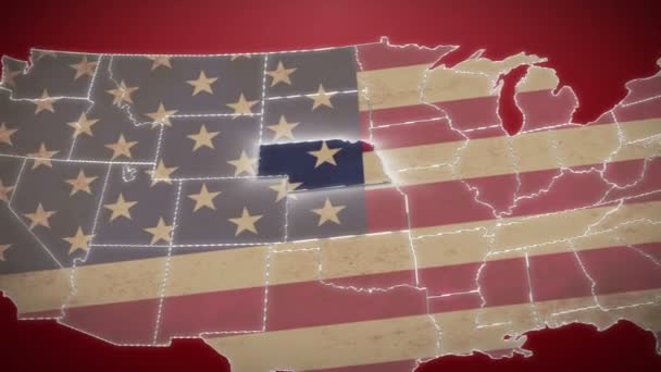 Небраска на карте США — стоковое видео