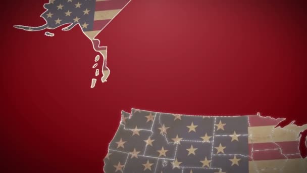 Mapa de EE.UU. con Alaska — Vídeos de Stock