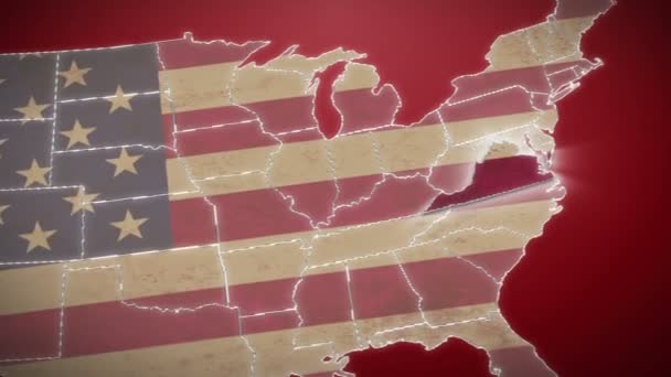 Вірджинія на карті США — стокове відео